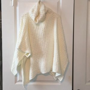 Knit white poncho